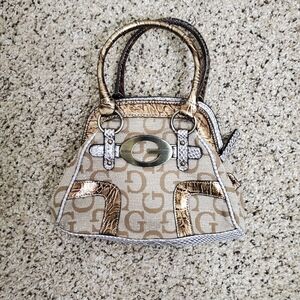 Guess - Beige & Gold Monogram Handbag